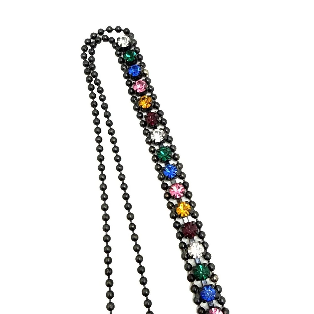New LOREN HOPE Multicolor Crystal Rhinestone Y-Drop Necklace 18-20